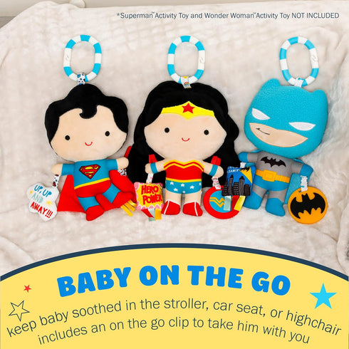 KIDS PREFERRED DC Comics The Batman Multi Sensory Activity Toy with Teethers, Crinkle Textures, and Clip for On The Go Fun for Infant and Baby Boy...