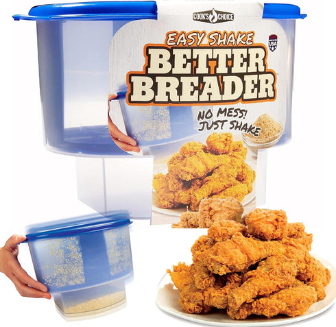 COOK'S CHOICE The Original Better Breader Bowl All-in-One Mess-Free Batter Breading Station - Pour in Seasonings, Add Meat or Veggies & Shake for ...