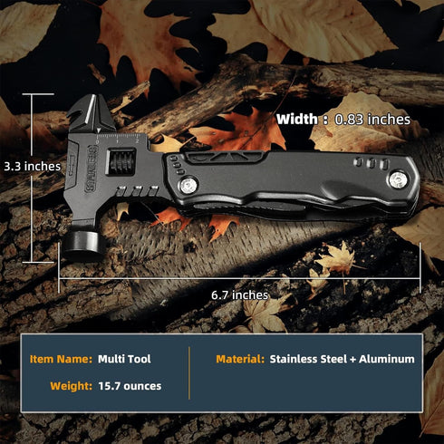 Camping Essentials Multitool Hammer Adjustable Wrench - TGGAML 14 in 1 Survival Gear Pliers Saw Bottle Can Opener Screwdriver Gift for Father Him ...