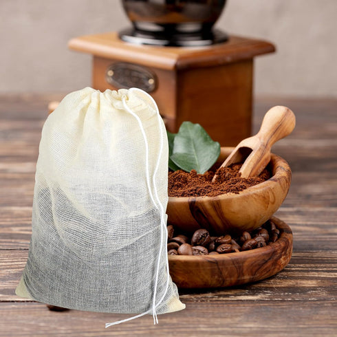 24PCS 6x8 Inch Spice Bags for Cooking, Muslin Drawstring Soap Bags Reusable Empty Tea Bags for Loose Tea Sachet Bags Cheese Cloth Bags for Straini...