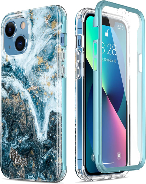Esdot for iPhone 13 Case with Built-in Screen Protector,Military Grade Rugged Cover with Fashionable Designs for Women Girls,Protective Phone Case...