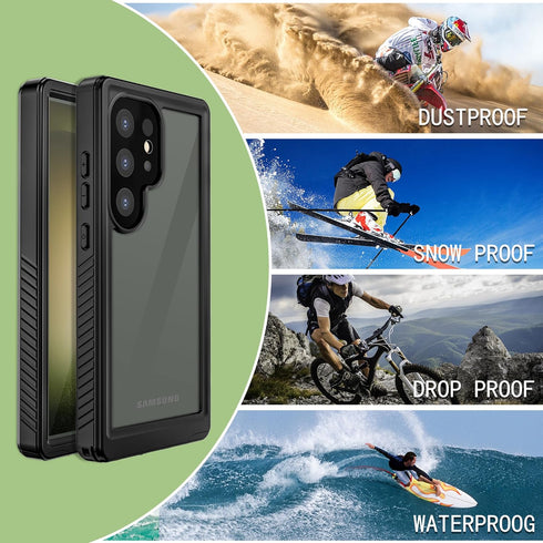 IP68 Waterproof Case for Samsung Galaxy S24 Ultra,100% passed The waterproof quality test,360° full-enclosure,underwater Phone Case,Black clear (W...