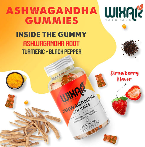 Ashwagandha Gummies with Turmeric and Black Pepper Extract - Herbal Gummy Supplement - 60 Gummies...