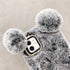 LUVI for iPhone 12 Plush Furry Case Fuzzy Fluffy Ball Rabbit Faux Fur Hair Cute Cartoon Bear Ear with Bling Glitter 3D Diamond Bowknot Camera Prot...