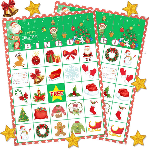 Funnlot Christmas Bingo Game for Large Group Christmas Party Games for Kids 24 Players Christmas Activities Christmas Bingo Cards for School Class...