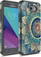 Rosebono Dual Layer Shockproof Hard Cover Graphic Case for Galaxy J7 - SM-J727 (Green Mandala)...