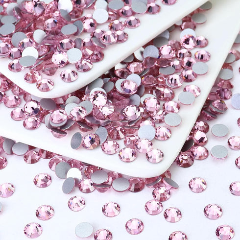 1440PCS SS20 Crystal Glass Flatback Rhinestones, Round Flat Back Crystal Gems for Nail Art and Craft Clothes, Glue Fix Diamond Stones Light Pink (...