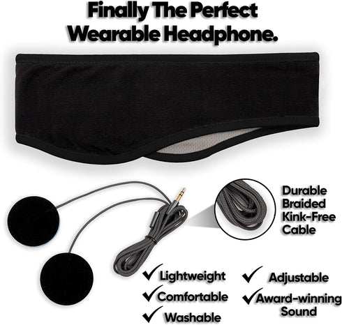 CozyPhones Sleep Headphones - Over Ear Headphones from Ultra Thin Cool Mesh Wired for Side Sleepers, Meditation, Running, Laptop, and Phone - Blac...