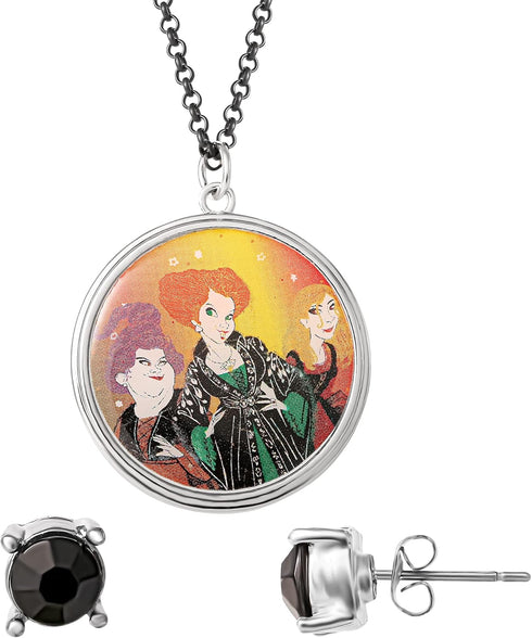 Disney Hocus Pocus Womens Earrings and Necklace Set - Stud Earrings for Women with Hocus Pocus Necklace - Hocus Pocus...