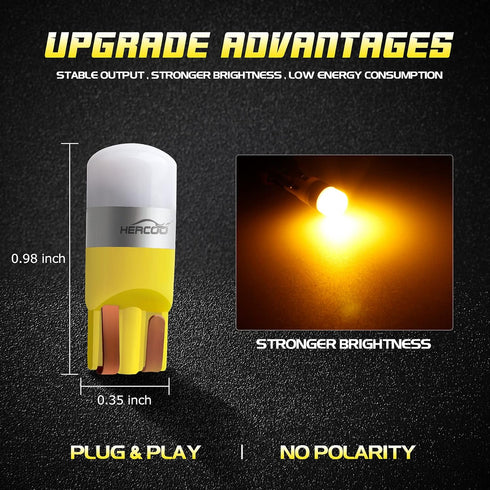 HERCOO LED Park Signal Side Marker Lights Lamps Cover Lens Amber Bulbs Driver and Passenger Front Marker Light Housing Assembly Compatible with Je...
