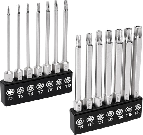 MulWark 14PC Security Torx Bit Set 3" Long Tamper Proof Star Screwdriver Bit Set 1/4" Hex Shank S2 Steel T4 - T40 Magnetic Impact Driver Drill Bit...