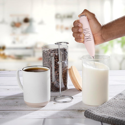 Rae Dunn Milk Frother- Handheld Electric Drink Mixer, Handheld Electric Milk Frother, Coffee Frother, Hand Blender, Frappe Maker, Handheld Latte M...