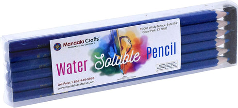Mandala Crafts 12 Blue Water Soluble Pencils for Marking - Washable Fabric Pencil for Sewing, Quilting, Embroidery, Tailoring...