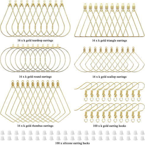 280PCS Beading Hoop Earrings for Jewelry Making Beading Earring Findings Beading Earring Component Accessories 100PCS Beading Earring Hooks Silico...