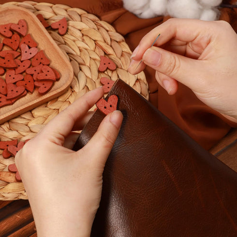 EORTA 100 PCS Brown Wooden Buttons for Sewing Wood Crafts Button with 2 Holes Heart Shaped for Arts Projects Scrapbooking Clothing DIY Supplies...