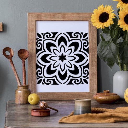 24 Pieces Mandala Stencil Reusable Mandala Painting Templates Floral Design Stencil Mandala Drawing Craft Stencil for DIY Wall, Tile, Furniture, C...
