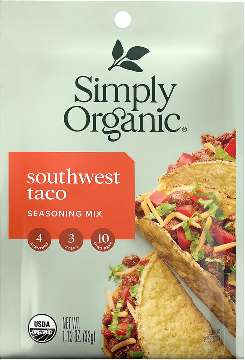 Simply Organic Southwest Taco Seasoning, Certified Organic | 1.13 oz | Pack of 3...