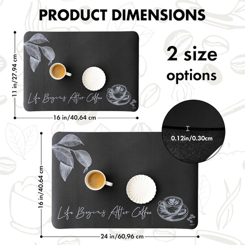 LULY Coffee Mat Absorbent and Quick Dry Mat 15.75x11.81 inch for Countertop – Non-Slip Rubber Backed Coffee Bar Mat – Modern Coffee Art – Highly A...