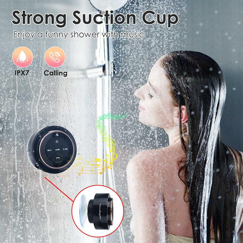 XLEADER Rose Gold Bluetooth Shower Speaker, SoundAngel Mate Certified IPX7 Waterproof Bathroom Speaker with Suction Cup Mic 5W Crystal Sound, 15H ...