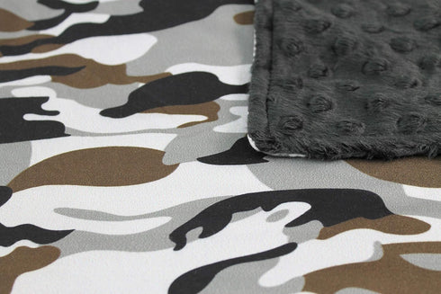 Top Tots Baby Blanket - Minky, Gray, Brown and Black Camouflage...