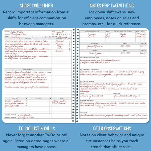 BookFactory Manager Notebook/Manager’s Log Book/Planner/Management Logbook - Wire-O, 100 Pages, 8.5”x11” (LOG-100-7CW-PP(ManagerNotebook)-BX)...