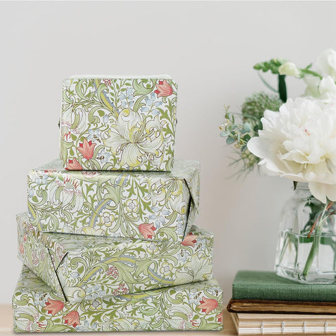 JarThenaAMCS 6 Sheet Vintage Floral Wrapping Paper -Not Roll- Green Flower Gift Wrap Paper Folded Flat DIY Art Craft Paper for Birthday Baby Showe...