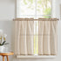 Vangao Stripe Farmhouse Kitchen Curtains 24 Inch Length Linen Blend Cafe Curtains Tickingstripe Tier Drapes Pinstripe Semi-Sheer Small Window Trea...