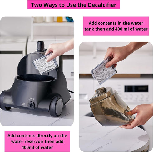 Garment Steamer Descaling Solution Decalcifier Packets for Mineral Deposits and Build-up Removal, Maintenance for Clothes Steamer, Works with all ...