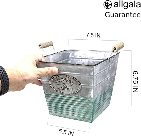 allgala Galvanized Planter Pot Indoor and Outdoor Decoration-Square-7"-HD88305...