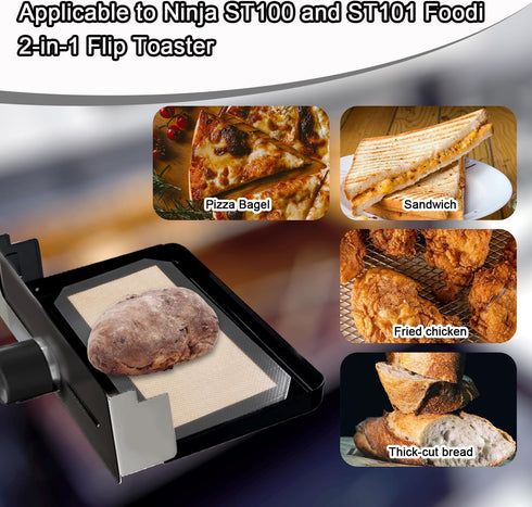 2pcs Silicone Baking Mats, 9.57x5.59 Inch ST100 & ST101 Silicone Oven Liners 2-in-1 Baking Sheet for Cookies Non Stick Silicone Liners for Ninja f...