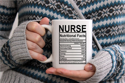 Nurse Nutritional Facts - Funny Nurses Mug - 11OZ Coffee Mug - Mugs For Hardworking Nurses - Funny Medical Mugs for Students Doctors, Nursing or S...
