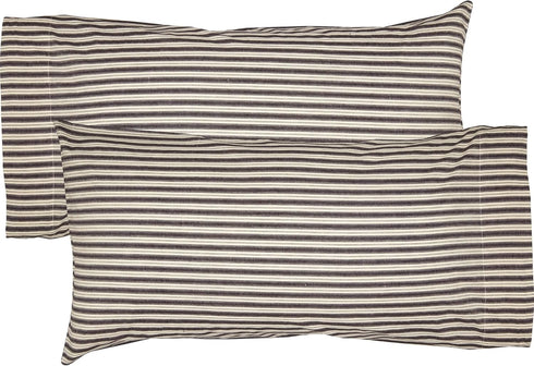VHC Brands Ashmont Farmhouse Stripe Pillow Case Set of 2, Charcoal Grey and Ivory/Creme, Extra Large King Size- 21x40...