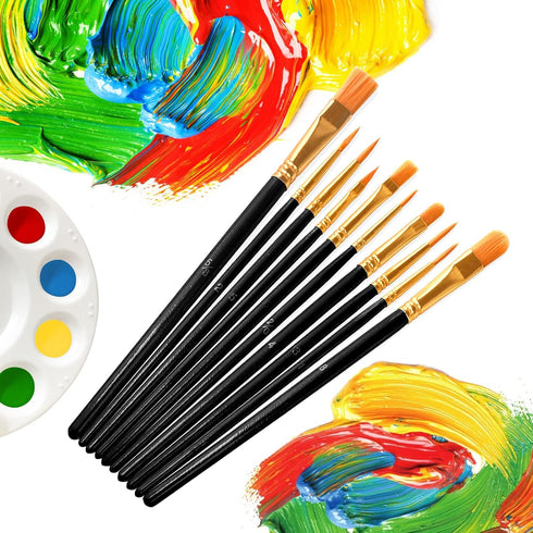 6 Pack 60 Pcs Black Paint Brushes Set, Nylon Hair Detail Brush, Suitable for Painting Studio or School, Oil Brushes, Watercolor Brushes, Artist Br...