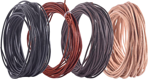 KONMAY Jewelry Real Leather Cord, 40 Yards 1.0mm Mixed Leather String for Necklaces, Bracelets, Jewelry Making, Crafting and Braiding...