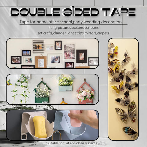 420Pcs Double Sided Tapes for Wall Hanging Decoration,Removable Strong Mounting Adhesive Tape with Square Round Rectangular for Balloon,Photo,Post...