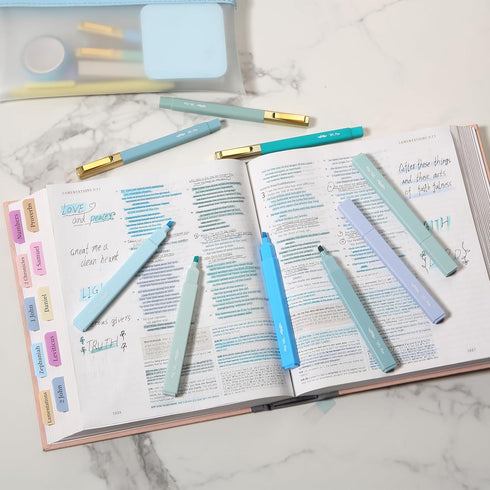 Mr. Pen- Aesthetic Highlighters and Pens No Bleed, 12 Pack, Forest Green Color Bible Highlighters No Bleed, Black Ink Bible Pens, Highlighter Pens...