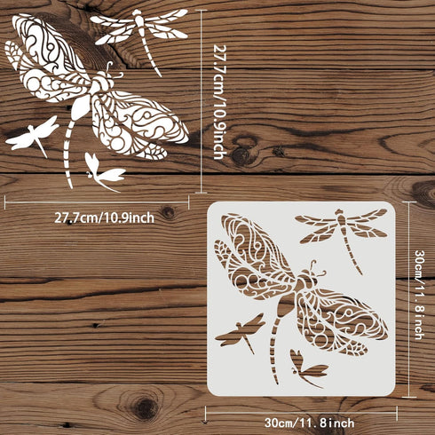 FINGERINSPIRE Dragonfly Stencils 11.8x11.8 inch DIY Dragonfly Stencil Template Plastic Dragonfly Pattern Stencils Reusable Dragonfly Stencils DIY ...