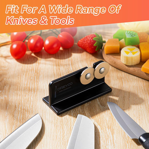 Dreyoo Cutlery Pointed Edge Knife Sharpener, Double Sided Stainless Steel Wheels Cutlery Knife Sharpener, Broadhead Knife Sharpeners for Kitchen K...