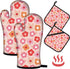Oven Mitts Pot Holders Set 4 PCS for Kitchen, Heat Resistant Hot Pads Mittens Gloves for Cooking Grilling Baking BBQ Cute Flower Pot Holders Cook ...