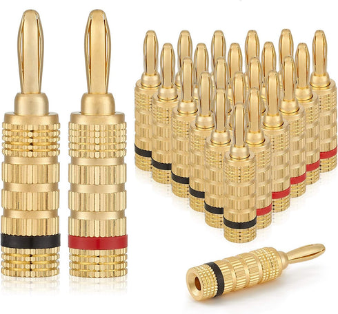 WGGE WG-3333 24k Gold Plated Speaker Banana Plugs-Closed Screw Type (12 Pairs (24 Plugs))...