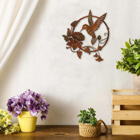 Zoihet Round Metal Bird Wall Art Decor - Hummingbird Wall Art Silhouette for your patio, garden, and fence Art Decor, Bird Wall Silhouette Indoor ...