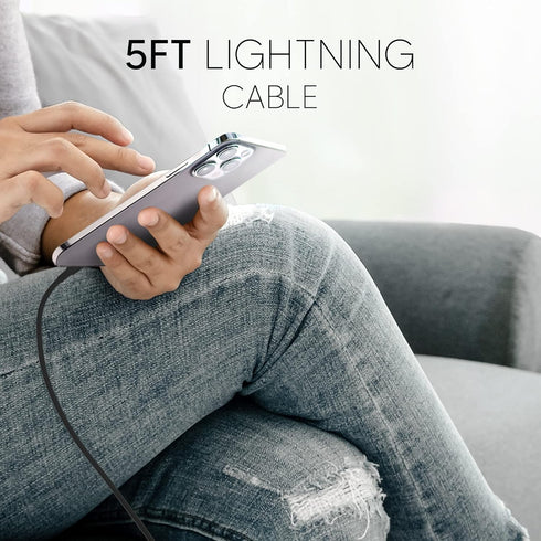 TALK WORKS USB Cable Compatible w/iPhone 14/14 Plus/14 Pro/14 Pro Max, 13/13 Mini/13 Pro/Max, 12/Mini/Pro/Max, Phone, AirPods, iPad-5' Lightning C...