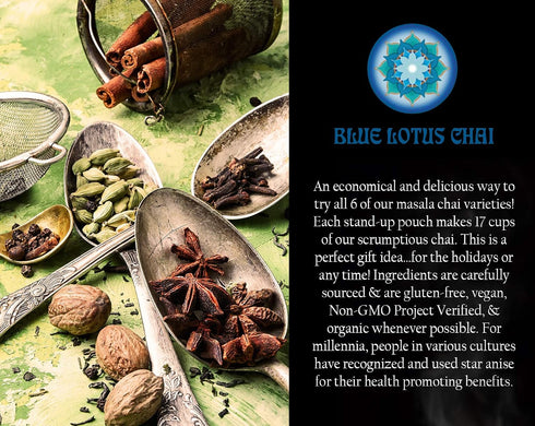 Blue Lotus Chai - Masala Chai Collection - Six Varieties - 0.5 oz each (14.17g)...