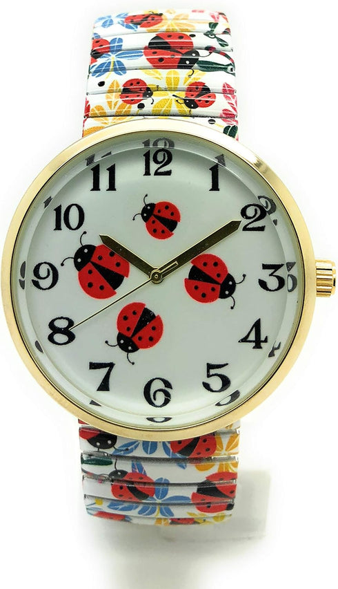 Ladies Novelty Butterfly Bird Owl Ladybug Bee Zoo Theme Elegant Stretch Elastic Band Analog Quartz Fashion Watch Varsales...