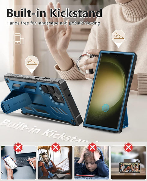 FNTCASE for Samsung Galaxy S23-Ultra Case: Military Grade Drop Proof Protection Mobile Cover with Kickstand | Matte Textured Rugged Shockproof TPU...
