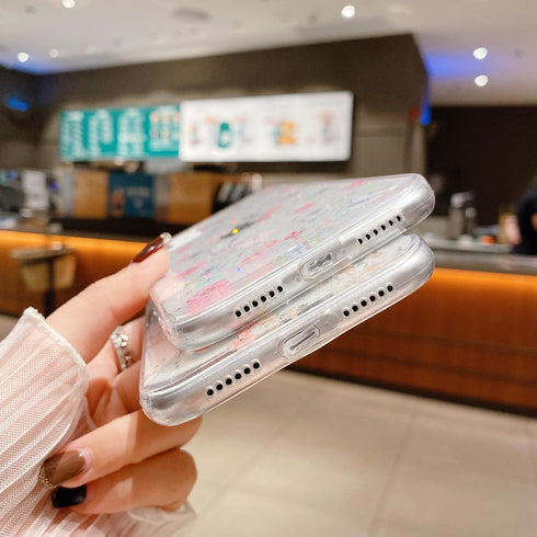 Compatible with iPhone XR for Women Girls,Cute Clear Sparkly Bling Star Flowers Pattern Phone Case Glitter Soft Slim Fit Protective Cover for iPho...