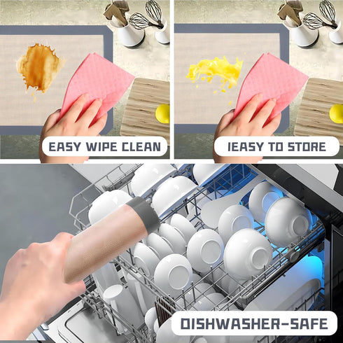 3-Pack Non-Stick Reusable Silicone Baking Mat - Perfect for Oven, Great for Baking Cookies, Macarons, Pizza - Food-Grade Kitchen Silicone Baking S...