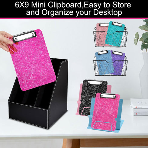 A5 Size Clipboards,Glitter Clipboard with Low Profile Clip,Sparkle Plastic Clipboard,Cute Hanging Clipboard for Office Supplies Clipboards for Kid...
