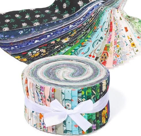 Jelly Roll Fabric Strips for Quilting, Jelly Rolls for Quilting, 36 Strip Assorted Bundle, Soft Cotton Quilting Fabric for for Blanket, Purses, Ba...