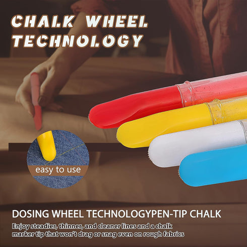 Vizava Fabric Chalk Markers for Sewing,Quilting,Crafting|Erasable Tailor’s Chalk|Work on Various Fabrics|Dosing Wheel Drawing Intricate Patterns P...